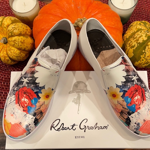 Robert Graham Men’s Floral Design Leather Shoes multi color SO GORGEOUS - Picture 2 of 11